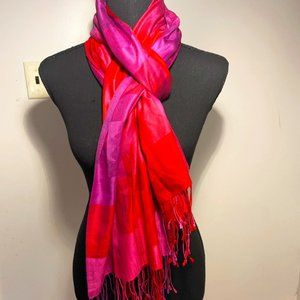 100% Silk Fuschia and Purple Scarf